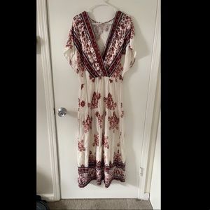 Boho Summer dress red and white floral size xl